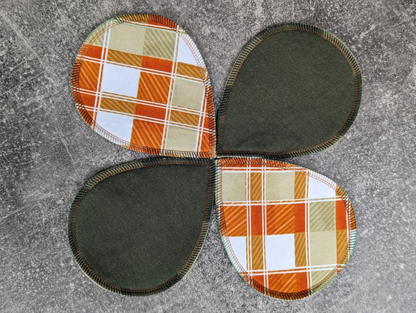 Green/Orange plaid Cotton/WP (Breast Pad Set)