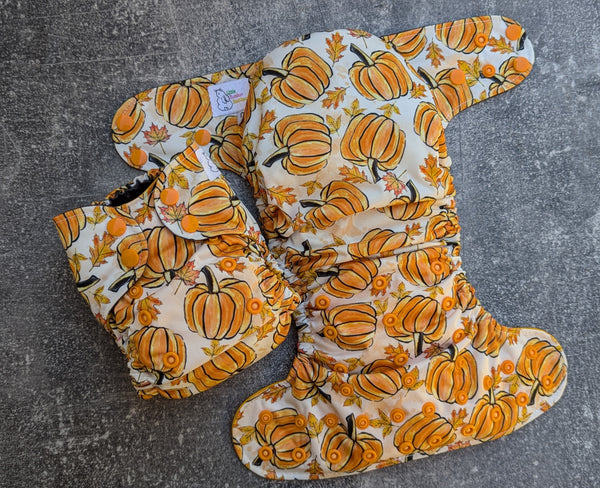 Pumpkin | LBB OS Ai3 cloth diaper | OneSize | OBV inner | handmade diaper | Pocket AiO cloth diaper