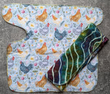 Easter Chickens | OneSize Preflat + Trifold cloth diaper | handdyed bamboo fleece | cotton stretch French terry | bamboo Hemp quadfold | reusable diaper