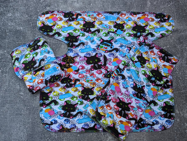 Frazzled Kittens Cotton Lycra (Stretchy Preflat + Trifold cloth diaper)