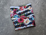 Merlot Roses Cotton Lycra (Stretchy Preflat + Trifold cloth diaper)