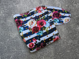 Merlot Roses Cotton Lycra (Stretchy Preflat + Trifold cloth diaper)
