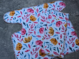 Golden & Fuchsia Floral (Stretchy Preflat + Trifold cloth diaper)