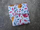 Golden & Fuchsia Floral (Stretchy Preflat + Trifold cloth diaper)