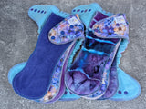 Twilight Flowers (cotton french terry Hybrid Fitteds - cloth diapers - velour inners - bamboo hemp fleece soakers - Windpro Hybrid )
