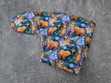 Honey Bears (Dark) - cotton stretch french terry Preflat & Trifold cloth diaper