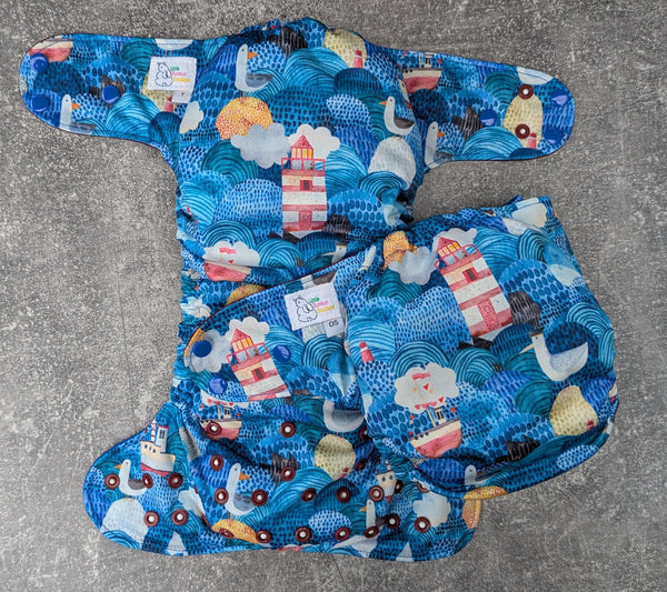Lighthouse - LBB Ai3 & V2 cloth diaper - PUL - Athletic wicking Jersey awj - handmade diaper - Pocket AiO cloth diaper