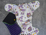 Witch Goose (Squish Hybrid Fitteds - cloth diapers - Velour inners - bamboo hemp fleece soakers - Windpro Hybrid )