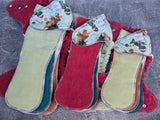 Christmas Dino (Squish Hybrid Fitteds - cloth diapers - Velour inners - bamboo hemp fleece soakers - Windpro Hybrid )
