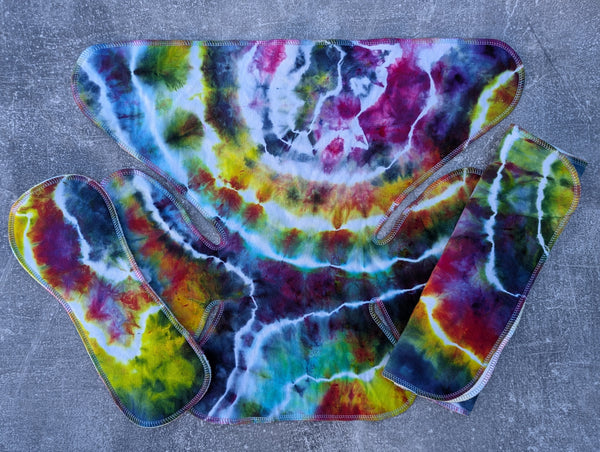 Rainbow handdyed bamboo French terry (Contour & Trifold cloth diaper)