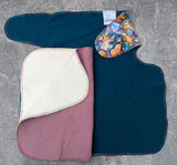Honey Bears (Dark) - cotton stretch french terry Preflat & Trifold cloth diaper
