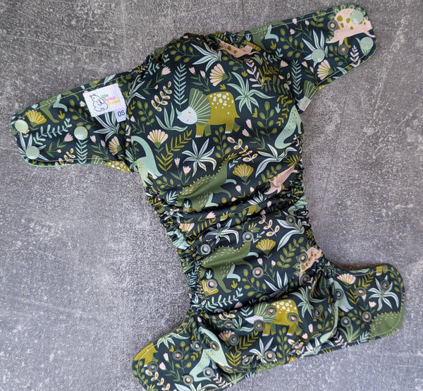 Pretty Dinos (Flex & Flawless Fit Ai3 & V2 cloth diaper - PUL diaper - Athletic wicking Jersey - handmade diaper - Pocket AiO cloth diaper)