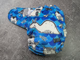 Dragons (blue) Squish Hybrid Fitteds - cloth diapers - Velour inners - bamboo hemp fleece soakers - Windpro Hybrid