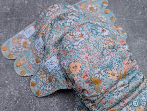 Flower Garden - LBB Ai3 & V2 cloth diaper - PUL - Athletic wicking Jersey awj - handmade diaper - Pocket AiO cloth diaper