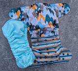 Icy Mountains -Snug a Buns LBB Cloth Diaper - extended wear diaper - Heavy wetter - Snug a Bun