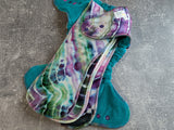 Ripple (handdyed OBV Hybrid Fitteds - cloth diapers - Velour inners - bamboo hemp fleece soakers - Windpro Hybrid )