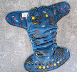 Batty (Squish Hybrid Fitteds - cloth diapers - Velour inners - bamboo hemp fleece soakers - Windpro Hybrid )