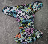 Cow cotton french terry Hybrid Fitteds - cloth diapers - Velour inners - bamboo hemp fleece soakers - Windpro Hybrid