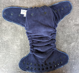 Solid BLUES (Cotton Velour Hybrid Fitted - cloth diapers - cotton Velour inners - bamboo hemp fleece soakers - Windpro Hybrid )