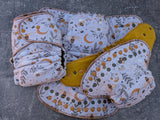 Moon & Bees cotton french terry Hybrid Fitteds - cloth diapers - Velour inners - bamboo hemp fleece soakers - Windpro Hybrid