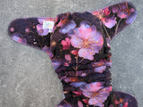 Dark Cherry Blossoms Bamboo french terry Hybrid Fitteds - cloth diapers - Velour inners - bamboo hemp fleece soakers - Windpro Hybrid