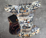 Haunted House (Squish Hybrid Fitteds - cloth diapers - Velour inners - bamboo hemp fleece soakers - Windpro Hybrid )