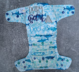 Baby Shark (Flex & Flawless Fit Ai3 & V2 cloth diaper - PUL diaper - Athletic wicking Jersey - handmade diaper - Pocket AiO cloth diaper)