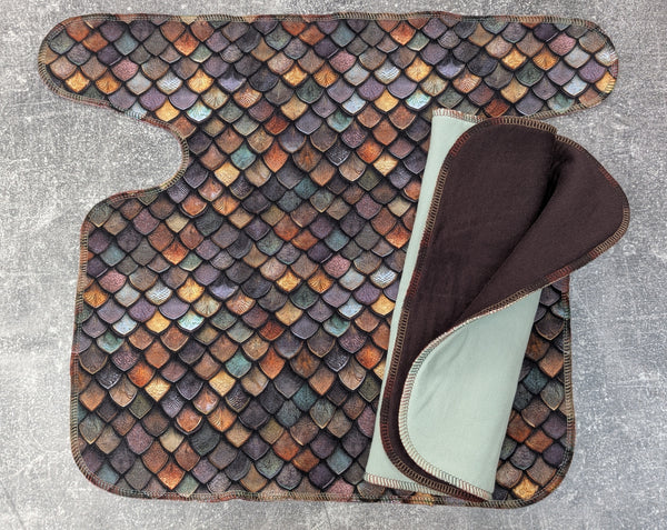 Bronze Scales - bamboo spandex Preflat & Trifold cloth diaper