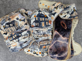 Haunted House (Squish Hybrid Fitteds - cloth diapers - Velour inners - bamboo hemp fleece soakers - Windpro Hybrid )