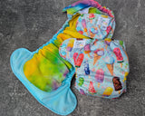 Ice Cream (LBB Ai3 & V2 cloth diaper - PUL diaper - handdyed OBV - handmade diaper - Pocket AiO cloth diaper)