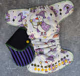 Witch Goose (Squish Hybrid Fitteds - cloth diapers - Velour inners - bamboo hemp fleece soakers - Windpro Hybrid )