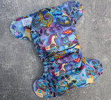 Mythical Creatures | LBB nb/p Ai3 cloth diaper | newborn petite | handdyed OBV inner | handmade diaper | Pocket AiO cloth diaper