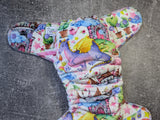 Dragon Princess Squish Hybrid Fitteds - cloth diapers - Velour inners - bamboo hemp fleece soakers - Windpro Hybrid