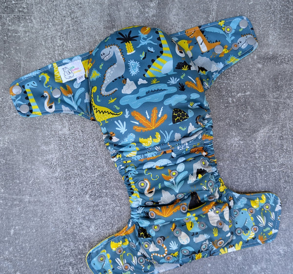 Doodle Dino (Flex & Flawless Fit Ai3 & V2 cloth diaper - PUL diaper - Athletic wicking Jersey - handmade diaper - Pocket AiO cloth diaper)