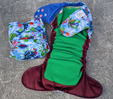 Happy RAWR! (LBB Ai3 & V2 cloth diaper - PUL diaper - Athletic wicking Jersey - handmade diaper - Pocket AiO cloth diaper)
