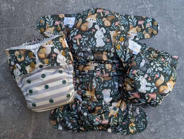 Woodland Cuties - LBB Ai3 & V2 cloth diaper - PUL - Athletic wicking Jersey awj - handmade diaper - Pocket AiO cloth diaper
