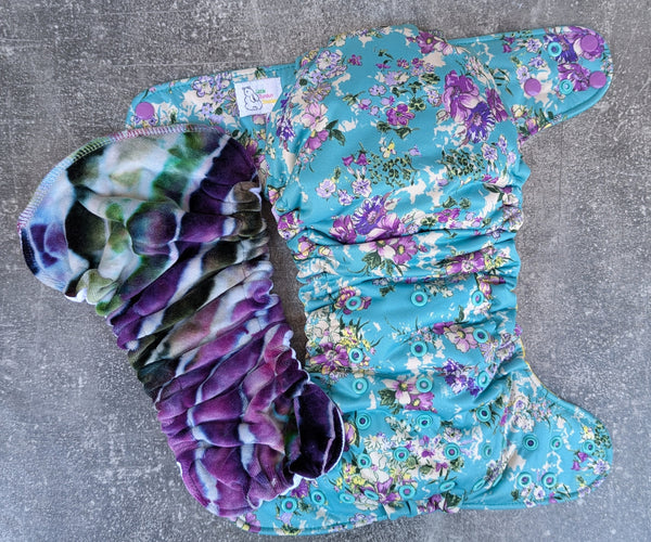 Sweet Summer Floral Snug-a-Buns (LBB Cloth Diaper - extended wear diaper - Heavy wetter - Snug a Bun)