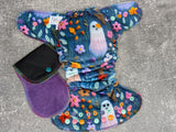 Felt Ghost (Squish Hybrid Fitteds - cloth diapers - Velour inners - bamboo hemp fleece soakers - Windpro Hybrid )