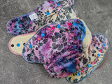Floral Vine handdyed OBV Hybrid Fitteds - cloth diapers - Velour inners - bamboo hemp fleece soakers - Windpro Hybrid