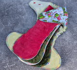 Baby Grinch (cotton french terry Hybrid Fitteds - cloth diapers - Velour inners - bamboo hemp fleece soakers - Windpro Hybrid )