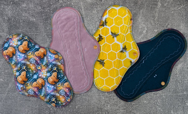 Honey Bears (Dark) - set of 4 - 12 inch MODERATE cloth pads