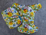 Dandelions - squish Hybrid Fitteds - cloth diapers - Velour inners - bamboo hemp fleece soakers - Windpro Hybrid