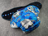Dragons (blue) Squish Hybrid Fitteds - cloth diapers - Velour inners - bamboo hemp fleece soakers - Windpro Hybrid