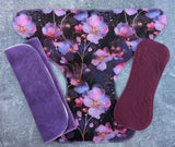 Dark Cherry Blossoms - Contour & Trifold cloth diaper