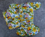 Dandelions - squish Hybrid Fitteds - cloth diapers - Velour inners - bamboo hemp fleece soakers - Windpro Hybrid