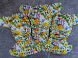 Dandelions - squish Hybrid Fitteds - cloth diapers - Velour inners - bamboo hemp fleece soakers - Windpro Hybrid