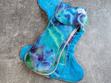 Ocean (handdyed OBV Hybrid Fitteds - cloth diapers - Velour inners - bamboo hemp fleece soakers - Windpro Hybrid )