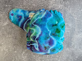 Ocean (handdyed OBV Hybrid Fitteds - cloth diapers - Velour inners - bamboo hemp fleece soakers - Windpro Hybrid )