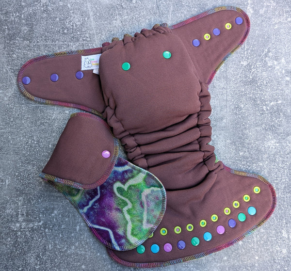 Mauvelous Garden - Dark Mauve WP/Handdyed bamboo fleece- Double Windpro Hybrid Fitteds - cloth diapers - bamboo hemp fleece soakers - Windpro Hybrids