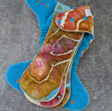 Iridescent Shell handdyed OBV Hybrid Fitteds - cloth diapers - Velour inners - bamboo hemp fleece soakers - Windpro Hybrid
